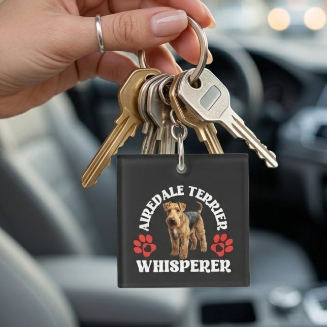 Airedale Terrier Whisperer Funny Dog Owner Key Ring (airedale terrier whisperer keychain 2)