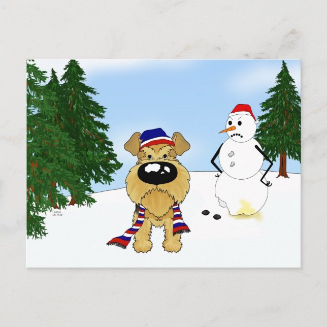 Airedale Terrier Winter Scene Postcard (Front)