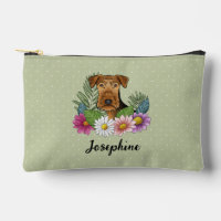 Airedale Terrier With Colourful Flowers And Name