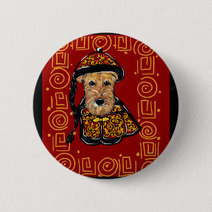 Airedale Terrier Year of the Dog 6 Cm Round Badge