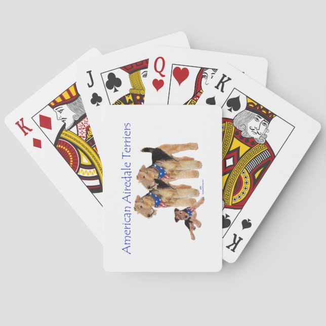 Airedale Terriers American Flag Playing Cards (Back)