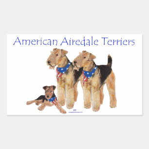 Airedale Terriers American Flag Rectangular Sticker