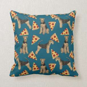 Airedale Terriers and pizza pillow