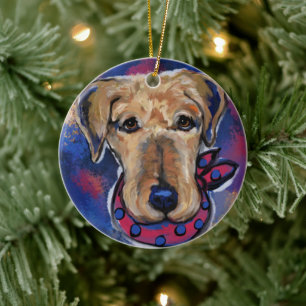 Airedale Terriers    Ceramic Ornament