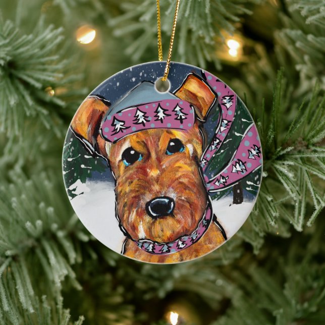 Airedale Terriers Ceramic Ornament (Tree)