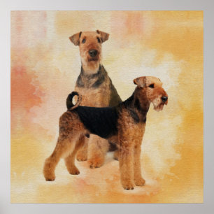 Airedale Terriers Digital Art Poster