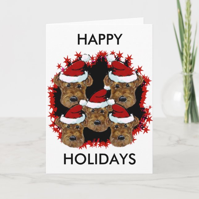 AIREDALE TERRIERS HOLIDAY CARD (Front)