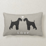 Airedale Terriers Love Lumbar Cushion<br><div class="desc">Airedale Terrier Silhouettes with Heart and Personalised Text. Makes a Nice Wedding Gift for Airedale Lovers.</div>