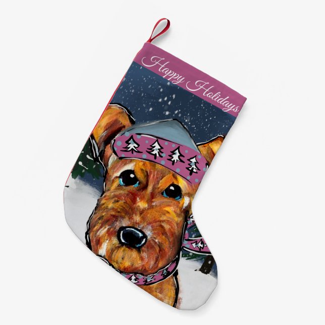 Airedale Terriers Small Christmas Stocking (Front (Hanging))
