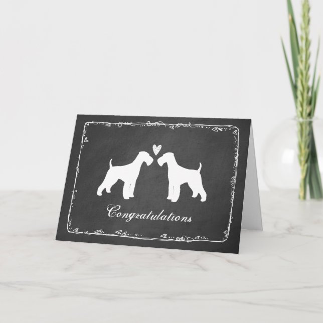 Airedale Terriers Wedding Congratulations Card (Front)