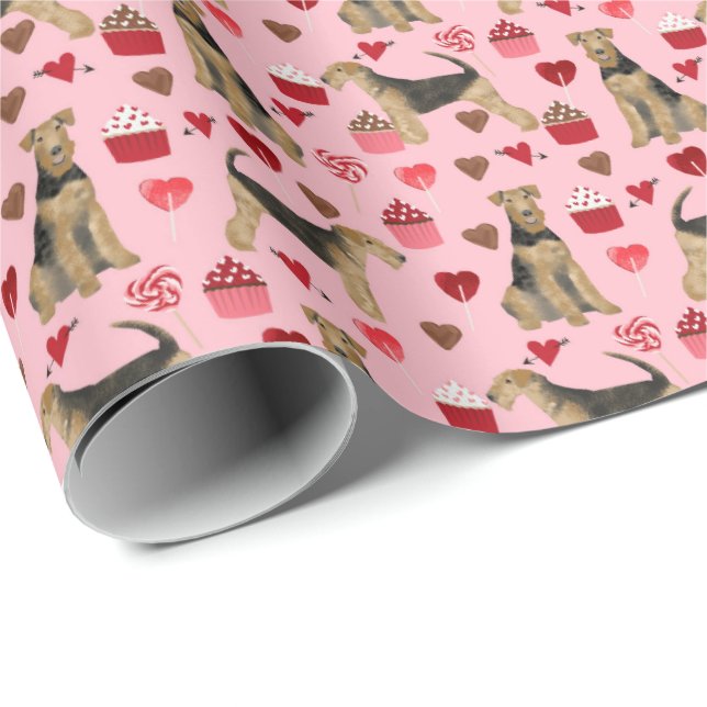 Airedale Valentines Wrapping Paper (Roll Corner)