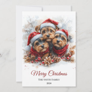 Airedale Watercolor Christmas Minimal Holiday Card