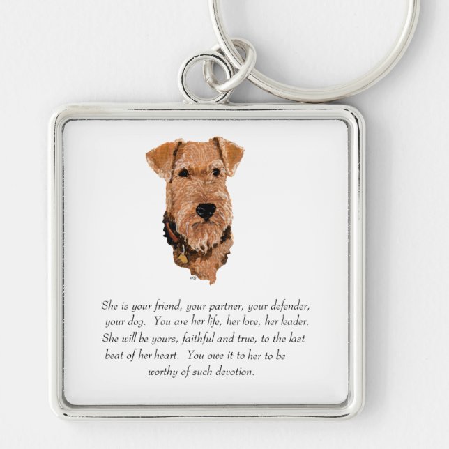 Airedale, Welsh, Lakeland Terrier Keepsake Key Ring (Front)