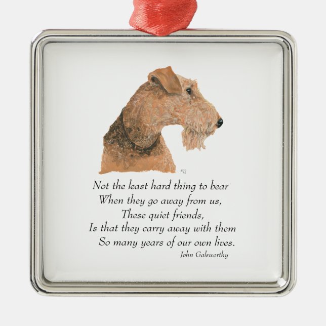 Airedale, Welsh, Lakeland Terrier Keepsake Metal Ornament (Front)