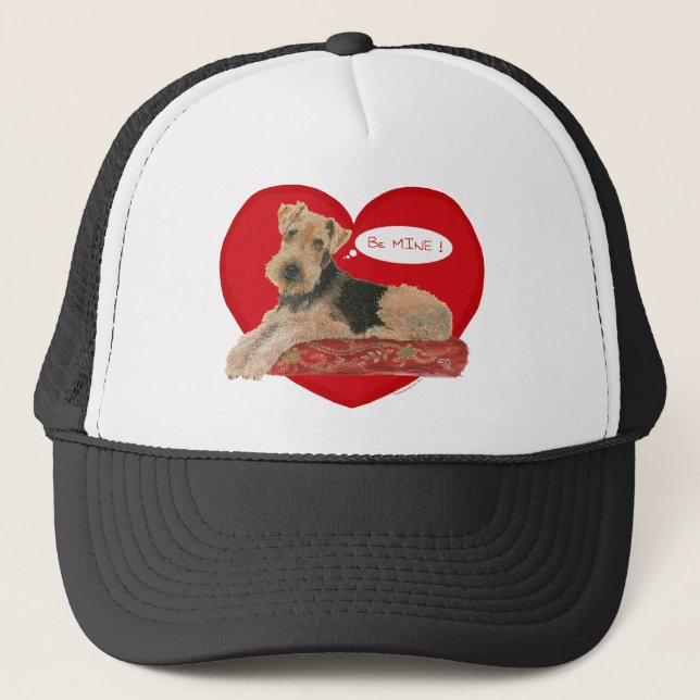 Airedale / Welsh Terrier Valentine Trucker Hat (Front)