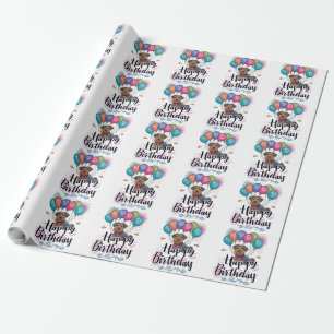 Airedale with Balloons Birthday Wrapping Paper