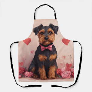 Airedale with Roses - Valentine's Day Apron