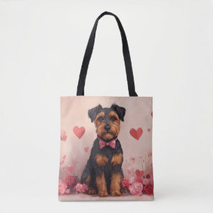 Airedale with Roses - Valentine's Day Tote Bag