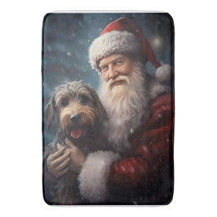 Airedale with Santa Claus Festive Christmas  Bath Mat