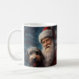 Airedale with Santa Claus Festive Christmas  Coffee Mug