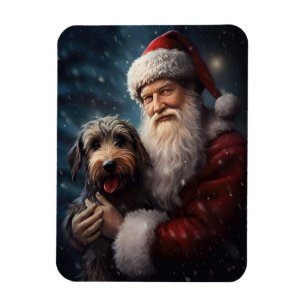 Airedale with Santa Claus Festive Christmas  Magnet