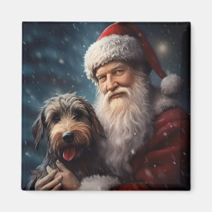 Airedale with Santa Claus Festive Christmas  Magnet