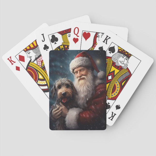 Airedale with Santa Claus Festive Christmas  Playing Cards (Back)