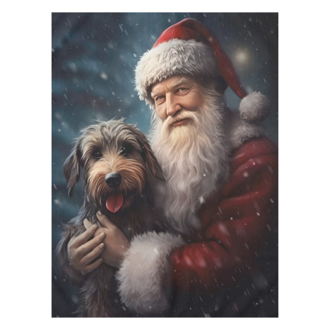 Airedale with Santa Claus Festive Christmas  Tablecloth (Front)