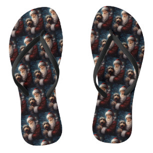 Airedale with Santa Claus Festive Christmas  Thongs