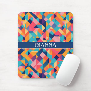 Airedoodle Geometric Colourful Personalised Patter Mouse Pad