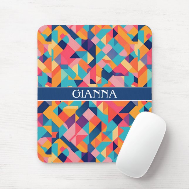 Airedoodle Geometric Colourful Personalised Patter Mouse Pad (With Mouse)