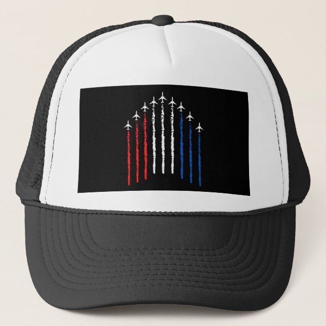 Airforce Flyover  4th Of July Trucker Hat (Front)