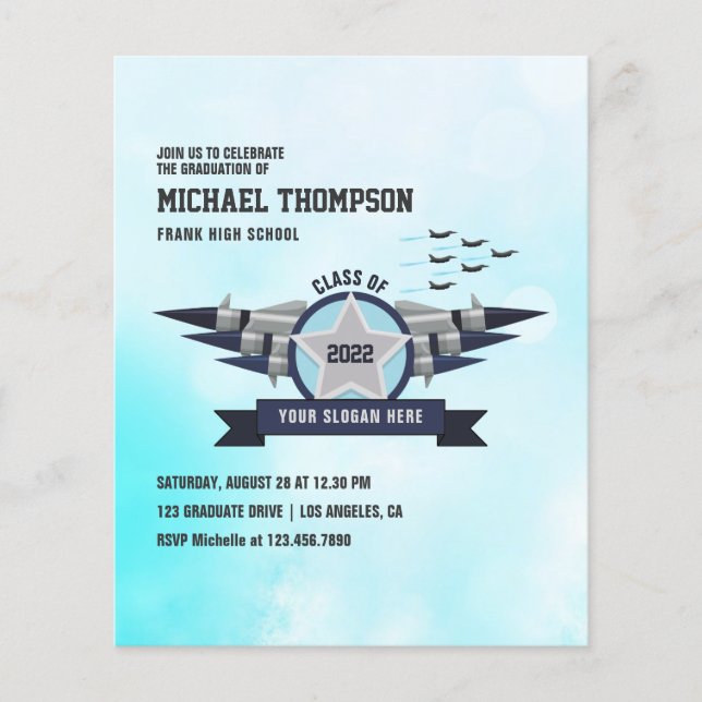 Airforce themed Graduation Party Photo Invitation Flyer (Front)