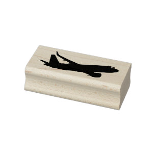 Airline Jet Flying Silhouette Rubber Stamp