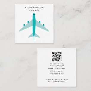Airline Pilot Aeroplane QR Code Social Media Square Business Card