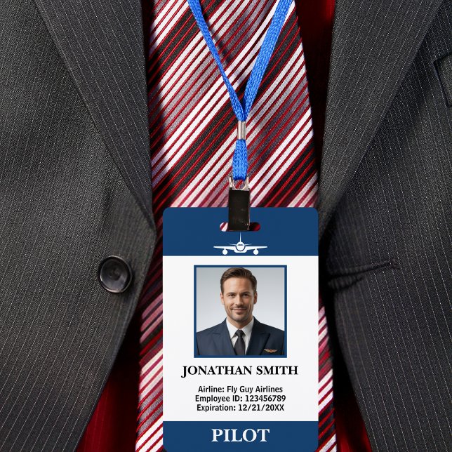 Airline Pilot Company Photo Security ID Barcode Badge (Creator Uploaded)