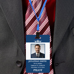 Airline Pilot Company Photo Security ID Barcode ID Badge