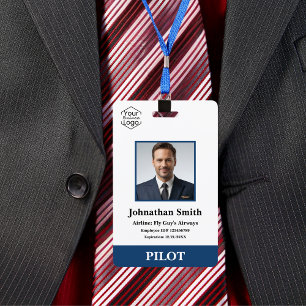 Airline Pilot Company Photo Security ID Logo Badge