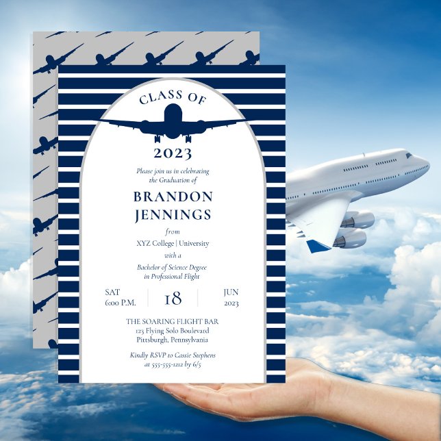 Airline Pilot Flight School College Graduation Invitation (Creator Uploaded)