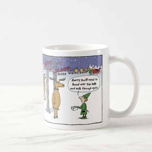 Airline Sleigh Security Cartoon Funny Christmas Coffee Mug (Right)