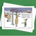 Airline "Sleigh Security"  Funny Christmas Cartoon Holiday Card<br><div class="desc">Cartoon of Santa Clause and his reindeer going through airline security. Elves are loading baggage from the luggage cart. Metal detector is beeping and elf is saying, “Sorry, you’ll need to hand over the bells and walk through again.” A funny Christmas card, great for everyone on your list, for family,...</div>