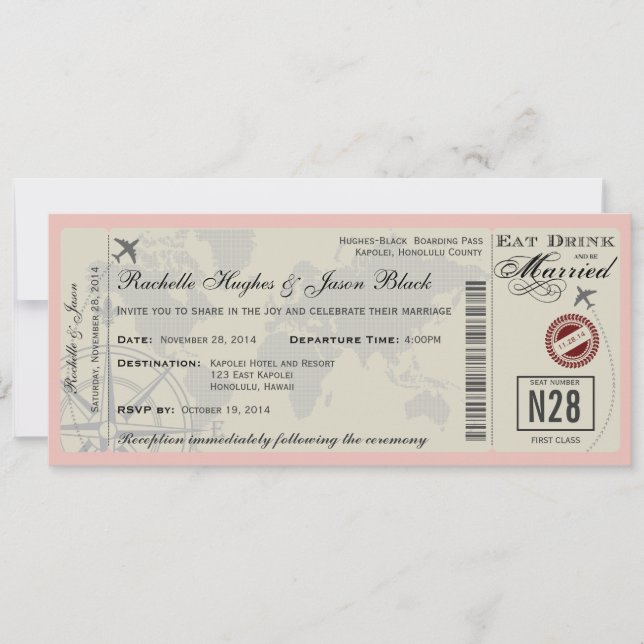 Airline Ticket Wedding Invitation (Front)