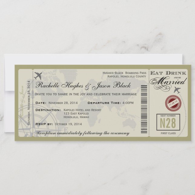 Airline Ticket Wedding Invitation (Front)