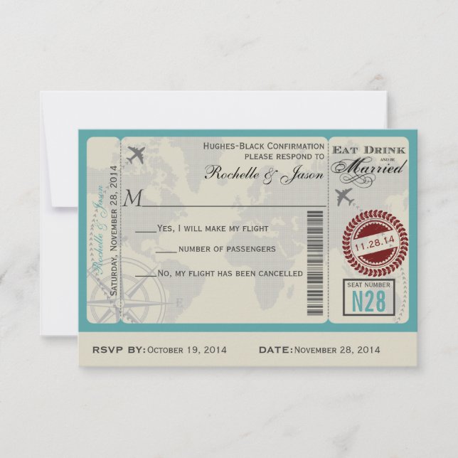 Airline Ticket Wedding RSVP (Front)