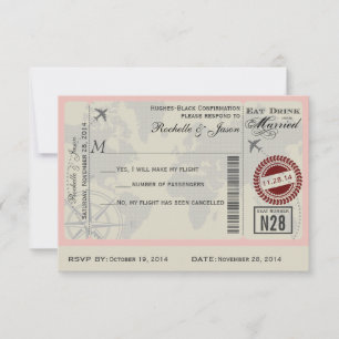 Airline Ticket Wedding RSVP Card