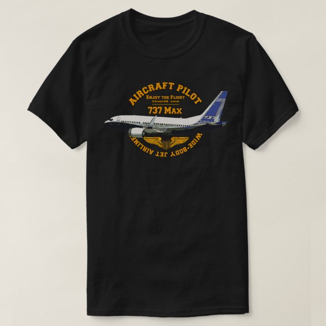 Airliner 737 Max WideBody Jet T-Shirt (Design Front)