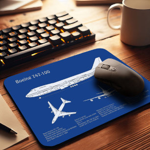 Airliner 747 - Aeroplane Blueprint Drawing Plan AB Mouse Pad