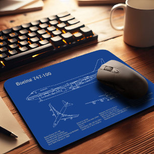 Airliner 747 - Aeroplane Blueprint Drawing Plans A Mouse Pad