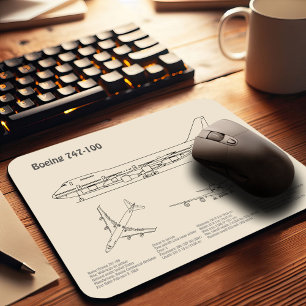Airliner 747 - Aeroplane Blueprint Drawing Plans S Mouse Pad