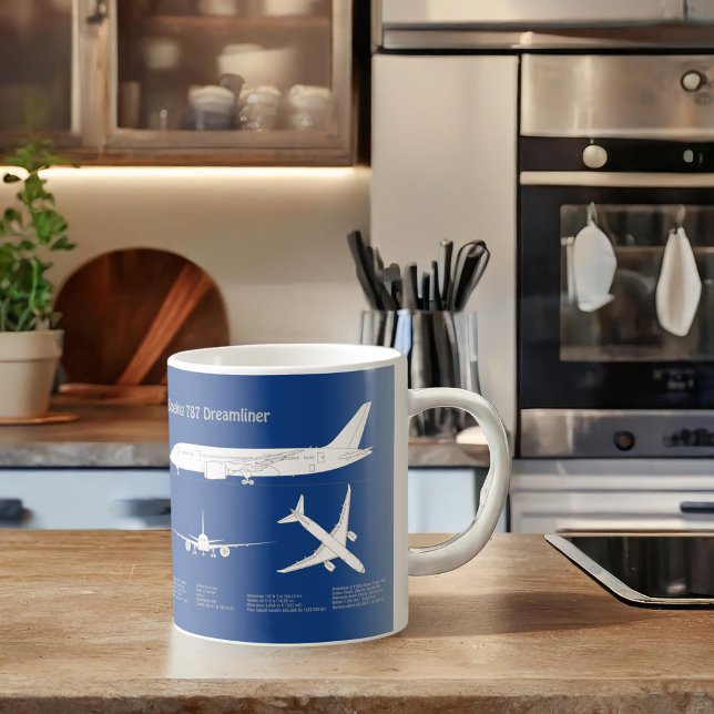 Airliner 787 - Aeroplane Blueprint Drawing Plan AB Coffee Mug (Creator Uploaded)